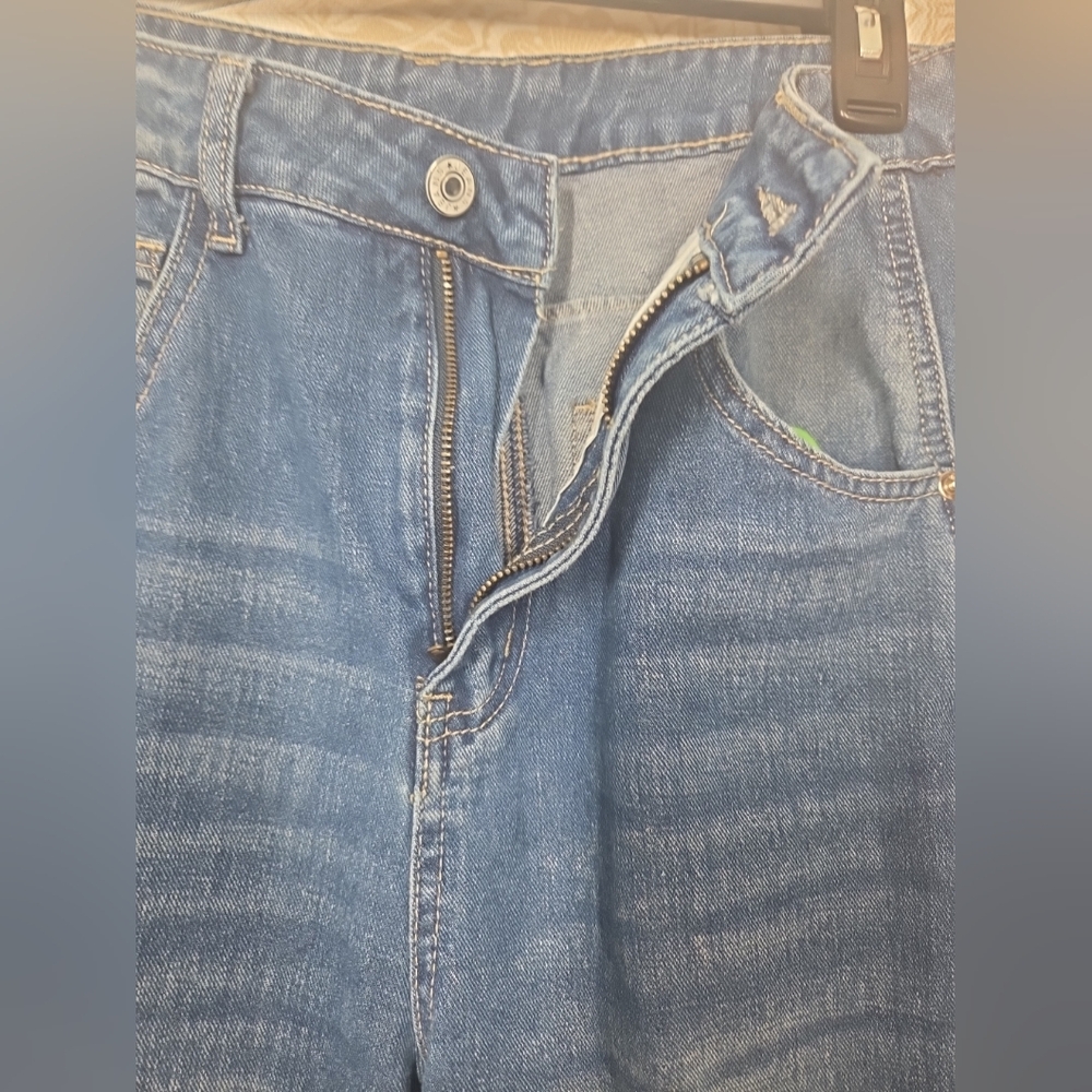UNBRANDED WOMENS SLOUCHY BARREL 5 POCKET JEANS sz 8 EUC 90s BOHO DENIM DISTRESS - Picture 11 of 12